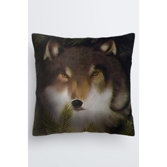 Square wolf cushion